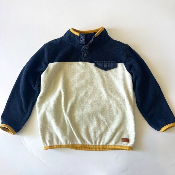 7 For All Mankind Kids Navy Blue, Cream, & Yellow Fleece Pullover Jacket 4T - Picture 1 of 5